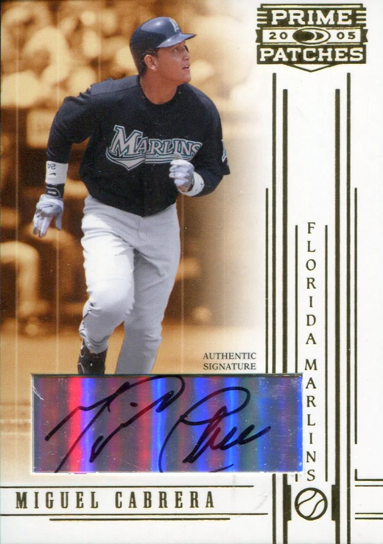 Card Miguel Cabrera Autographed 2005 Donruss Prime Patches: Card Miguel Cabrera Autographed 2005 Donruss Prime Patches Get ready to own a piece of baseball history with this autographed Miguel Cabrera card from the 2005 Donruss Prime Patches set! The Detroit T