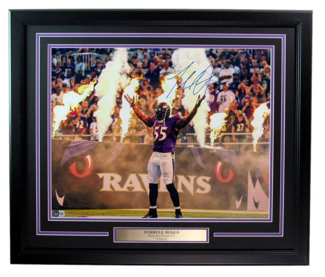179402 Terrell Suggs Autographed 16x20 Photo Ravens Framed Beckett (1 of 4)