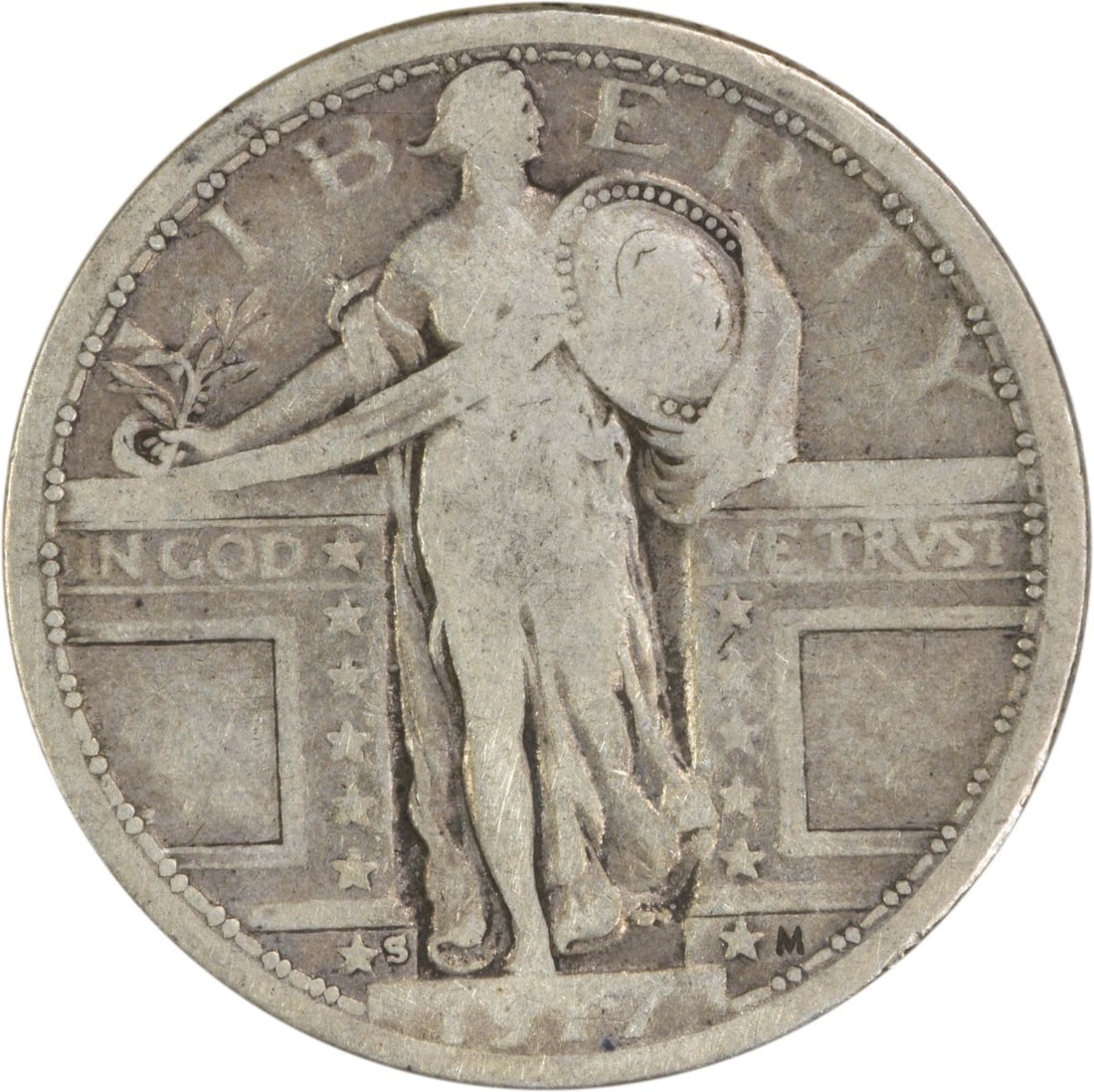 1917-S Standing Liberty Quarter Type 1, F Uncertified: 1917-S Standing Liberty Quarter Type 1, F Uncertified Rarity seekers, take note! This 1917-S Standing Liberty Quarter Type 1 is a highly sought-after coin for its unique blend of historical significan