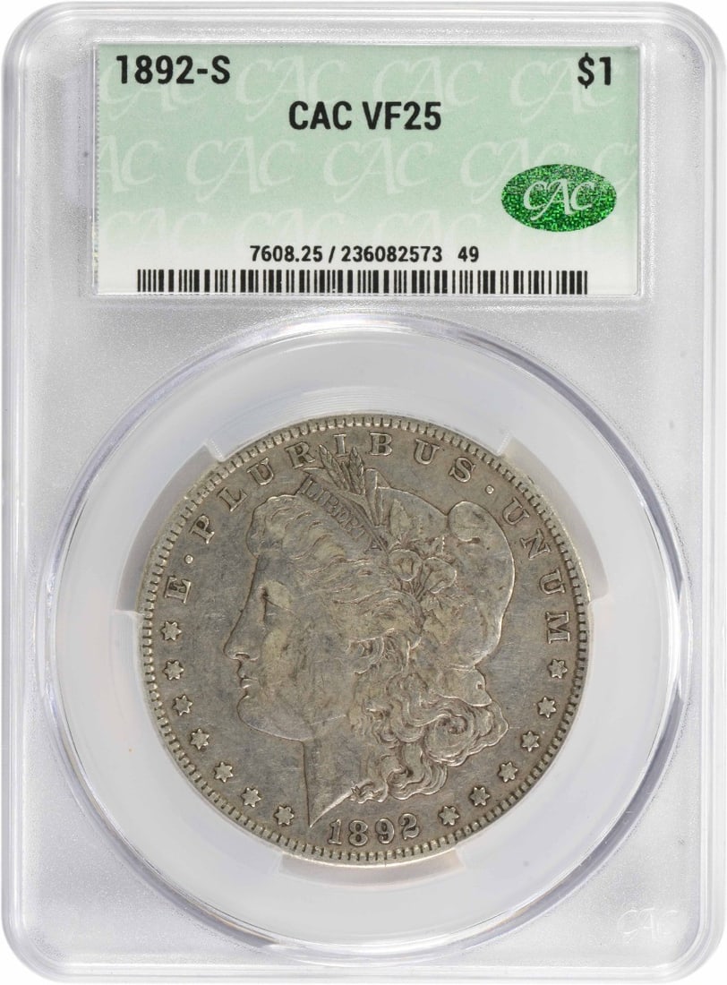 1892-S Morgan Silver Dollar - VF25 CACG (1 of 1)