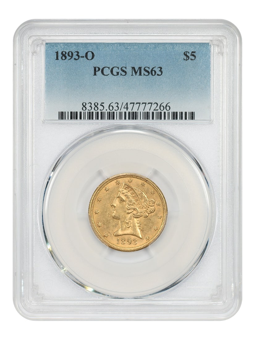 1893-O $5 PCGS MS63 - Liberty Head Affordable New Orleans Gold Issue (1 of 4)