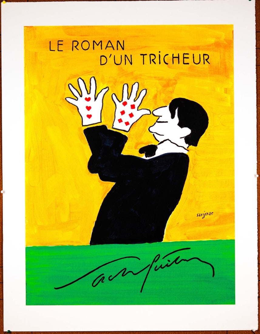 150 Cannes Film Festival Poster Le Roman D'Un Tricheur Savignac Ltd Edition: 150 Cannes Film Festival Poster Le Roman D'Un Tricheur Savignac Ltd Edition Experience the art of French cinema with this rare 1997 Cannes Film Festival poster by renowned artist Raimond Savignac, fea