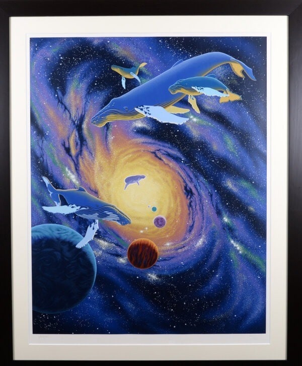 Print ChatGPT: Sim Schimmel Many Worlds and Whales Signed Limited Serigraph Art: Print ChatGPT: Sim Schimmel Many Worlds and Whales Signed Limited Serigraph Art Experience the whimsical world of Sim Schimmel, brought to life in a stunning limited edition serigraph art piece. This
