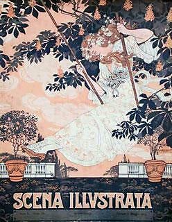 1900 Scena Illustrata Arts Literature Music Theatre Swing: 1900 Scena Illustrata Arts Literature Music Theatre Swing Experience the elegance of Art Nouveau with this stunning 1900 Scena Illustrata poster, showcasing the beauty of theater in the early 20th cen