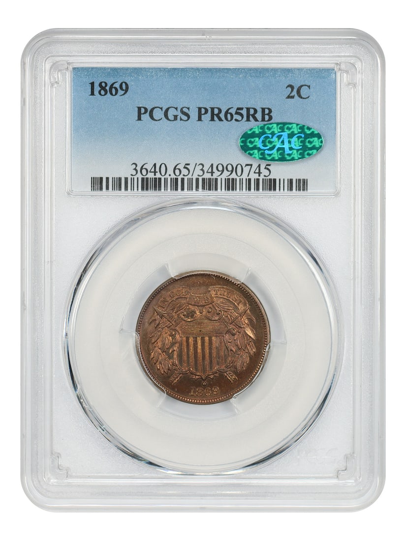 1869 2C PCGS/ CAC PR65RB Low Mintage Proof (1 of 6)