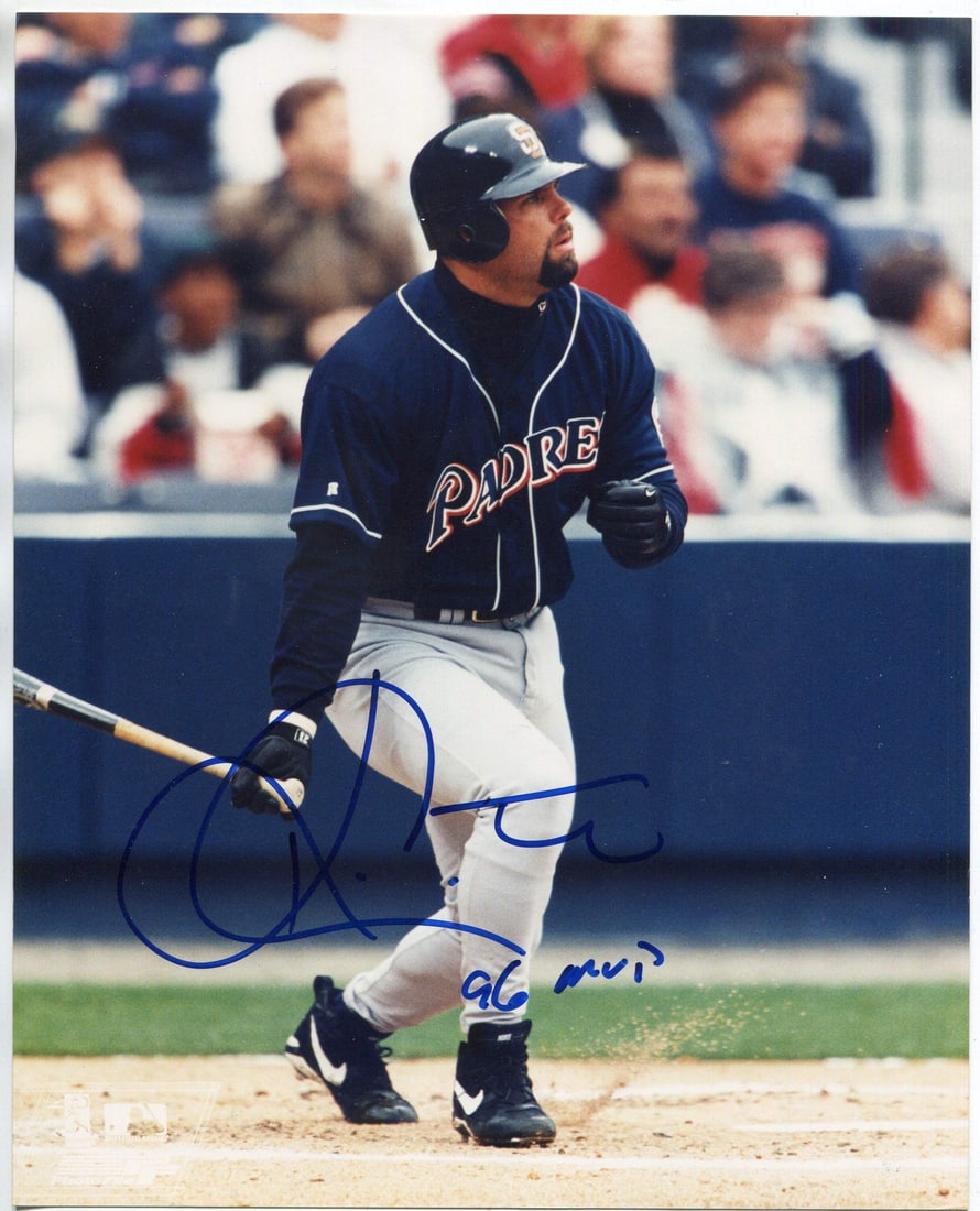 Photo Ken Caminiti Autographed 8x10: Photo Ken Caminiti Autographed 8x10 Get ready to relive Ken Caminiti's MVP season with this incredible autographed 8x10 photo, signed in blue sharpie with the iconic "96 MVP" inscription. This unique