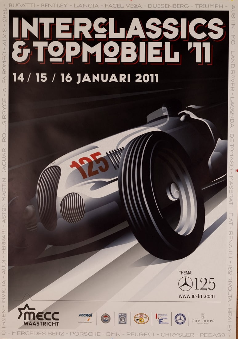 2011 Interclassics & Topmobiel Mercedes-Benz Racing Poster: 2011 Interclassics & Topmobiel Mercedes-Benz Racing Poster Own a piece of racing history with this 2011 Interclassics & Topmobiel Mercedes-Benz Racing poster, certified by Poster Classics LLC and prin