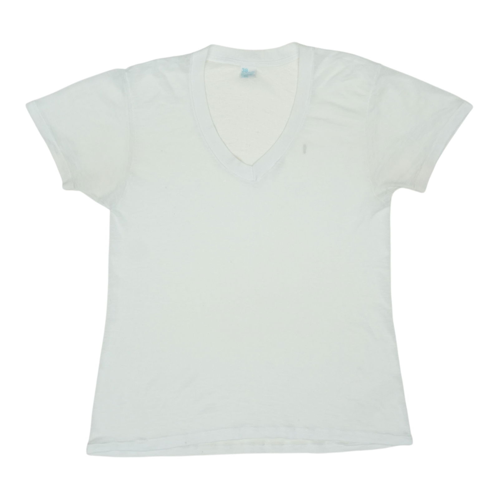 Shirt 1980s Blank V Neck: Shirt 1980s Blank V Neck Score big with this authentic 1980s Blank V Neck Shirt! With its classic white color, relaxed fit, and timeless design, this vintage tee is perfect for anyone looking to add s