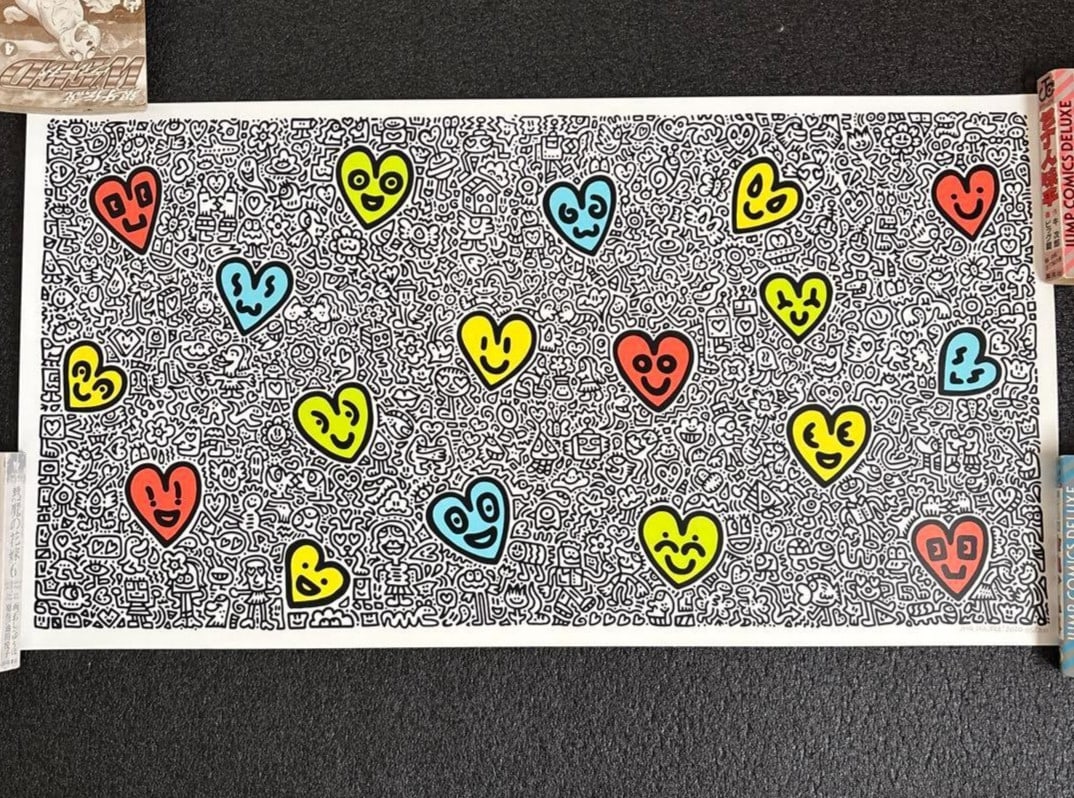 Autograph Mr. Doodle "Heartland" Silkscreen Edition 300 with: Autograph Mr. Doodle "Heartland" Silkscreen Edition 300 with Meet the "Heartland" Silkscreen Edition 300, a stunning limited edition print by acclaimed artist Mr. Doodle. Handmade with screen printing