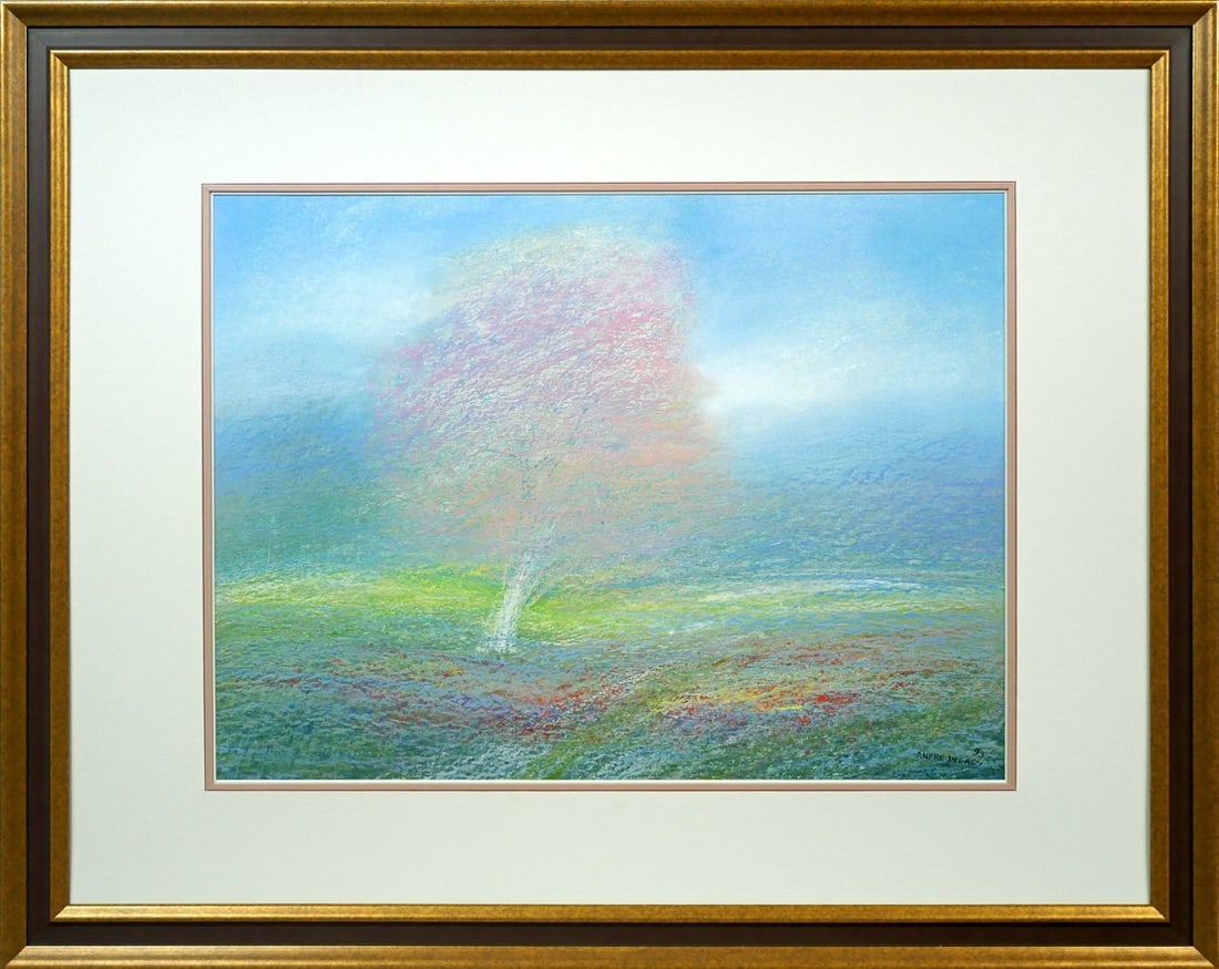 Andre Ingres Signed Spring Pastel Landscape Painting (French, 1993): Andre Ingres Signed Spring Pastel Landscape Painting (French, 1993) Andre Ingres' unique pastel landscape painting, signed by the French artist himself in 1993, offers a rare glimpse into the Impressi