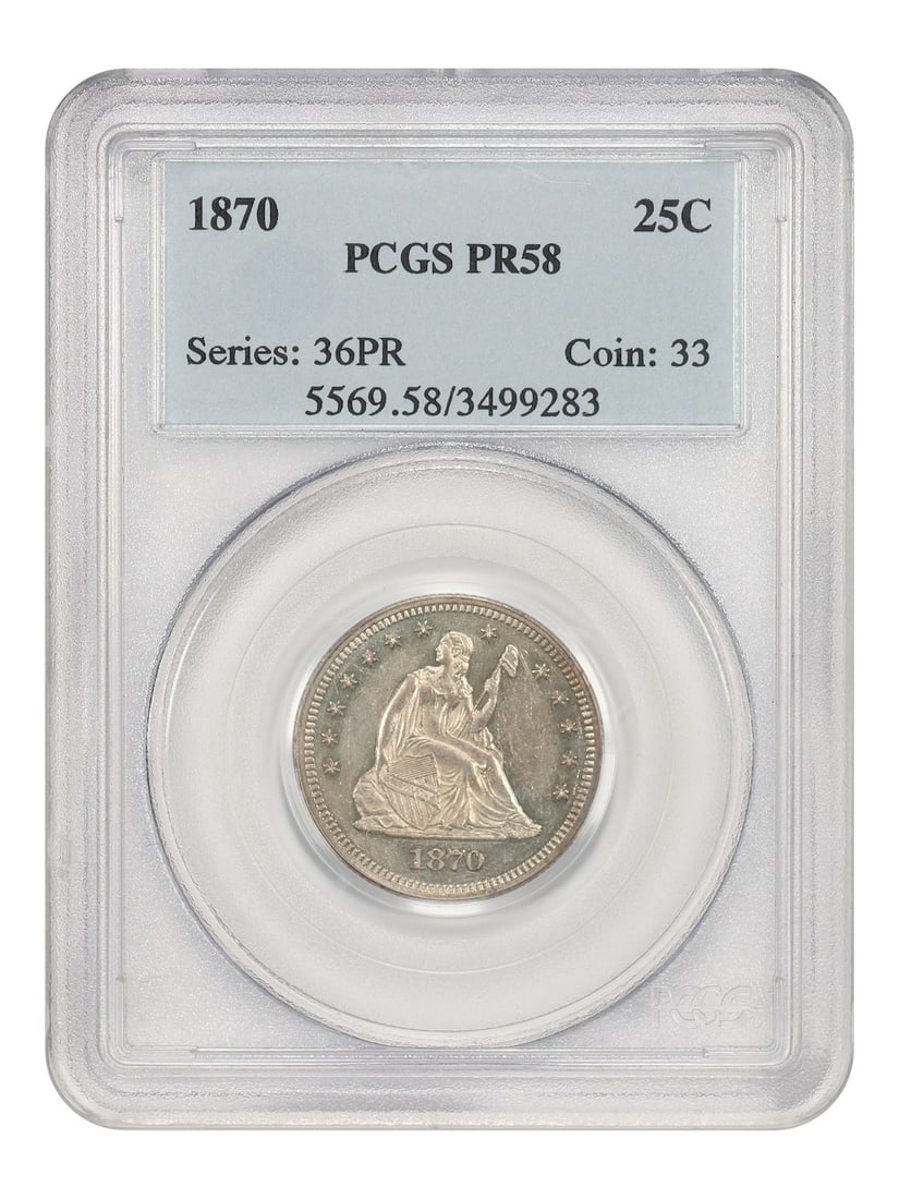 Liberty Seated Quarter (1870), PCGS PR58 (1 of 6)