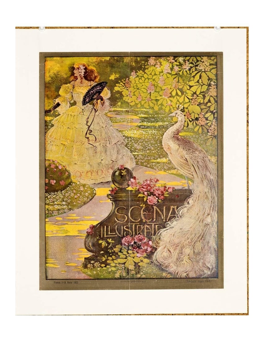 1932 Scena Illustrata Arts Literature Music Theatre Pheasent: 1932 Scena Illustrata Arts Literature Music Theatre Pheasent Experience the elegance of Art Nouveau with this stunning 1932 Scena Illustrata poster, featuring a beautiful illustration of theater and