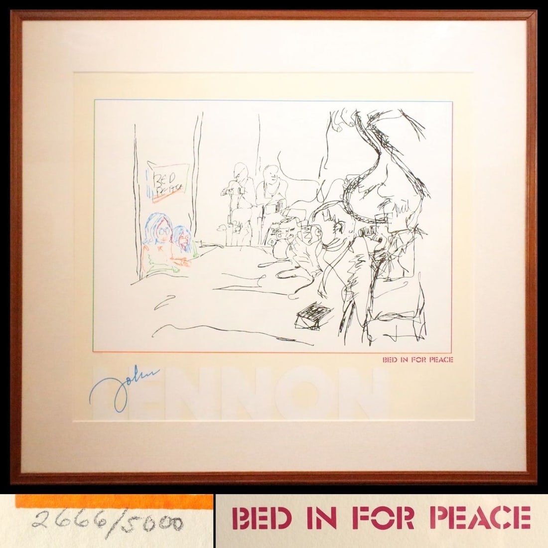 5000 John Lennon Yoko Ono Bed In For Peace Limited Lithograph Poster 2666/: 5000 John Lennon Yoko Ono Bed In For Peace Limited Lithograph Poster 2666/ Own a piece of peace history with this rare and iconic 5000 limited edition lithograph poster, signed by John Lennon himself.