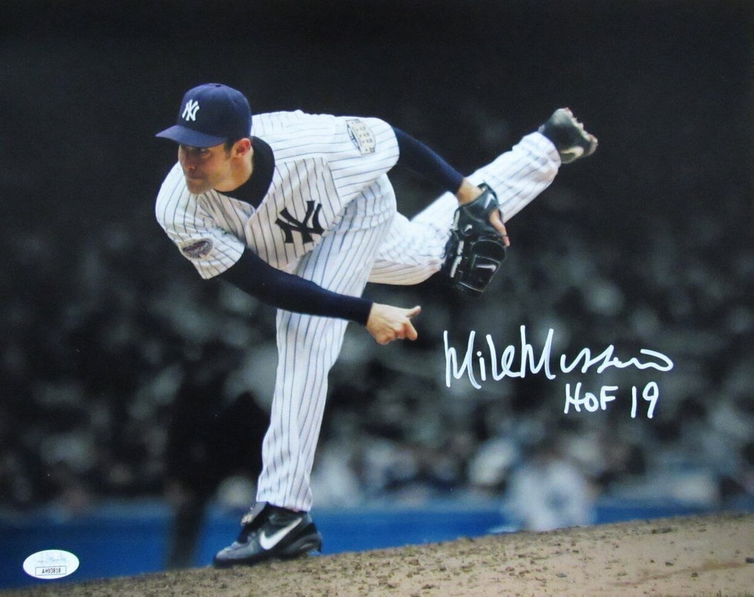 177094 Mike Mussina HOF Autographed/ Inscr 11x14 Photo New York Yankees JSA: 177094 Mike Mussina HOF Autographed/ Inscr 11x14 Photo New York Yankees JSA Get ready to relive the glory days of the New York Yankees with this incredible 11x14 photo signed by Hall of Fame pitcher M