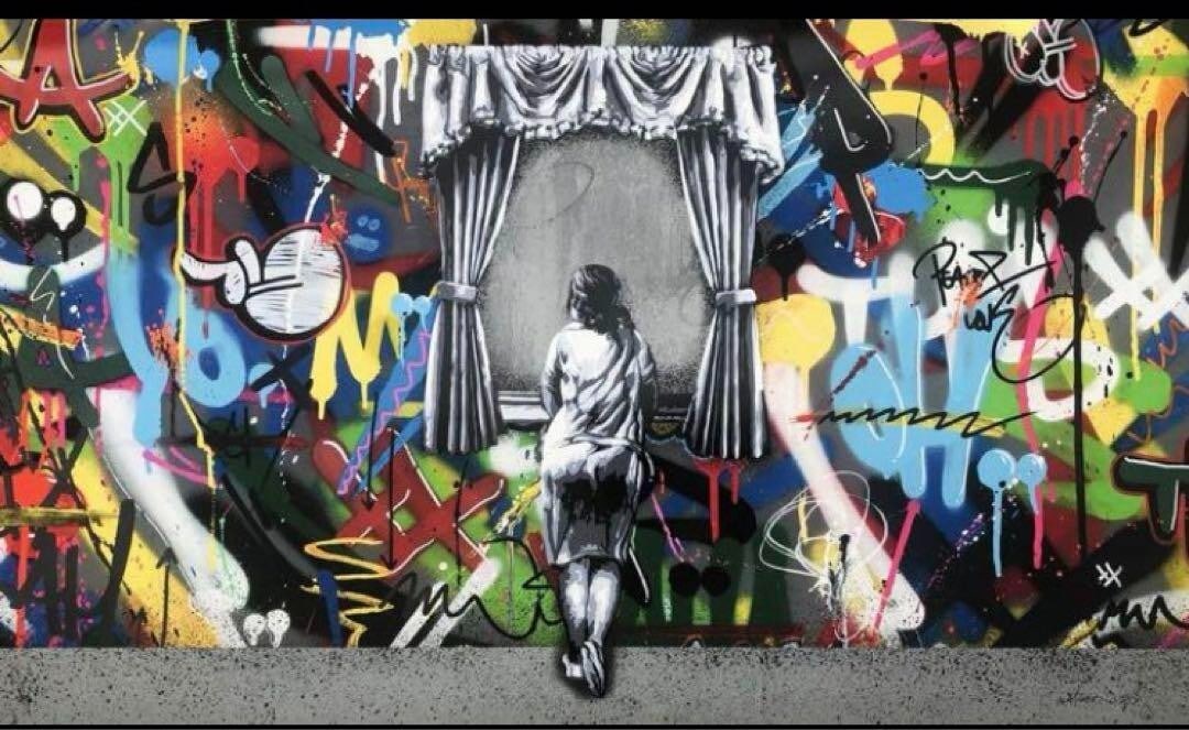 Martin Whatson "Figure at the Window" (2018) COA Graffiti Art Print: Martin Whatson "Figure at the Window" (2018) COA Graffiti Art Print Martin Whatson's striking "Figure at the Window" (2018) is a limited edition print that showcases his unique blend of contemporary