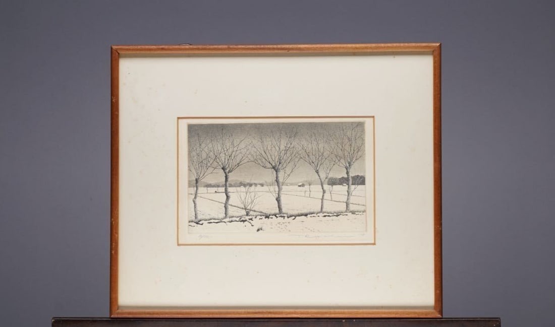 Framed with Autograph - Ryohei Tanaka "Rice Ear Landscape" Aquatint Print (1 of 10)