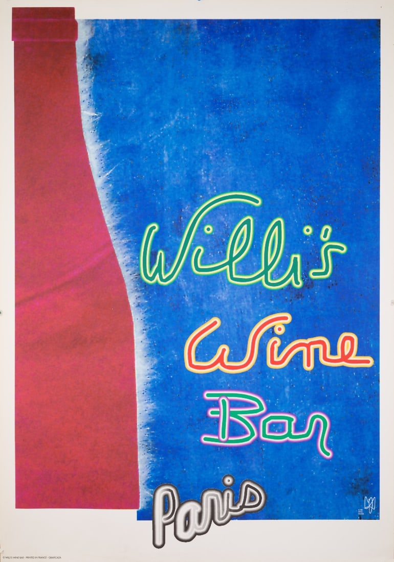 Willis Wine Bar Poster (Mister King, 1996) - Paris Serigraph on Thick Paper: Willis Wine Bar Poster (Mister King, 1996) - Paris Serigraph on Thick Paper Experience the vibrant Parisian nightlife with this iconic poster from Mister King, capturing the essence of Willi's Wine Ba