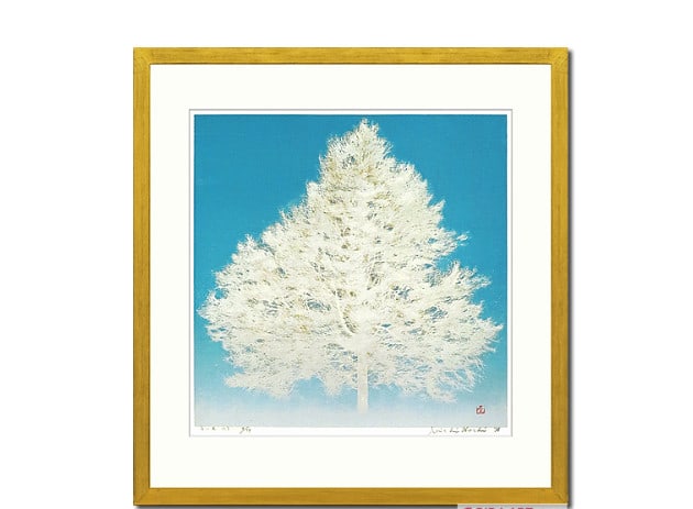Joichi Hoshi "White Tree (C)" Woodblock Print - Autographed and Framed ED99 (1 of 2)