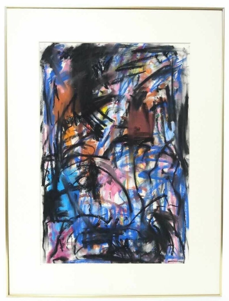 Robert Harms (America) Original Pastel Painting on Paper, Signed and Framed Abstract: Robert Harms (America) Original Pastel Painting on Paper, Signed and Framed Abstract Experience the unique energy of Robert Harms' abstract contemporary art, captured in this original pastel painting