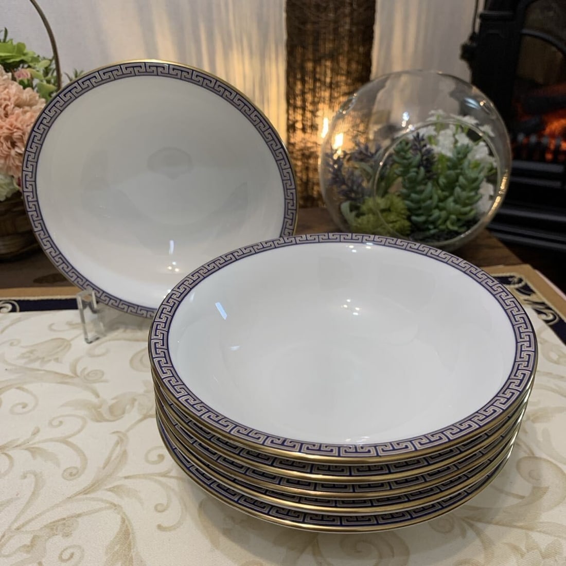 Rare Wedgwood Palatia 15.5cm Salad Bowls Set Of 6 Bone China England Tableware: Rare Wedgwood Palatia 15.5cm Salad Bowls Set Of 6 Bone China England Tableware Experience the elegance of Wedgwood Palatia, a rare and exquisite 18th-century inspired bone china tableware set from Jap