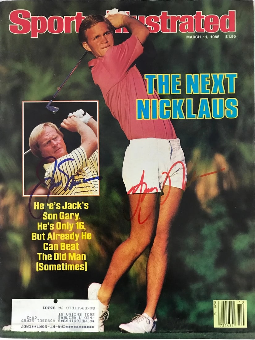 Nicklaus Signed Sports Illustrated March 11 1985: Nicklaus Signed Sports Illustrated March 11 1985 Get ready to own a piece of golf history with this rare and iconic issue of Sports Illustrated, signed by the legendary Nicklaus brothers in bold blue