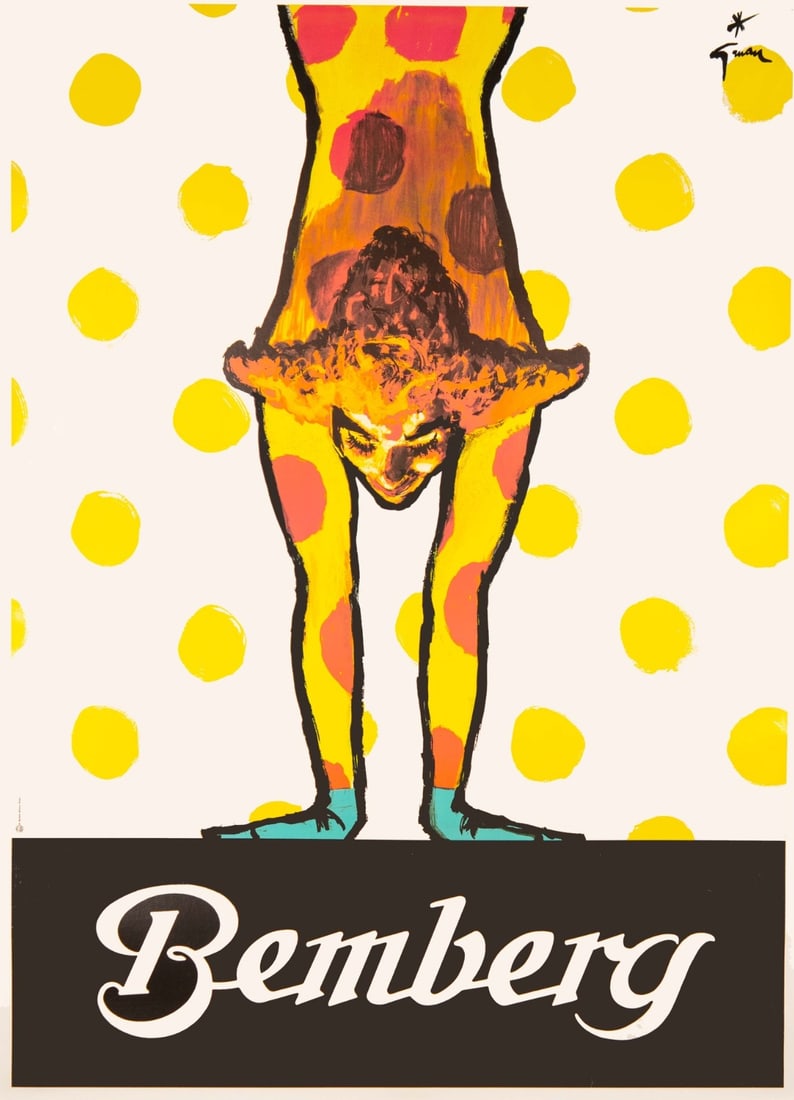 Bemberg by Rene Gruau on Linen - Pagliacci: Bemberg by Rene Gruau on Linen - Pagliacci Experience the iconic style of French fashion legend Rene Gruau with his stunning 1980 poster, 'Pagliacci', beautifully printed on high-quality linen canvas