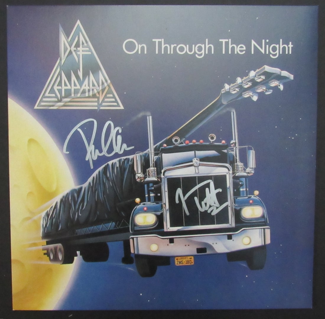 3 Def Leppard Joe Elliott/ Phil Collen Signed Album "On Through the Night" JSA: 3 Def Leppard Joe Elliott/ Phil Collen Signed Album "On Through the Night" JSA Get ready to rock with the ultimate Def Leppard collectible! This rare, signed album "On Through the Night" is a must-hav