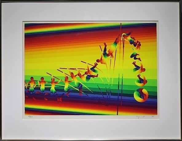 edition available - Ay-O "Olympics" 1988 Silkscreen - autographed: edition available - Ay-O "Olympics" 1988 Silkscreen - autographed Experience the iconic "Olympics" series by Ay-O, a seminal work of contemporary art from 1988. This limited edition silkscreen print i