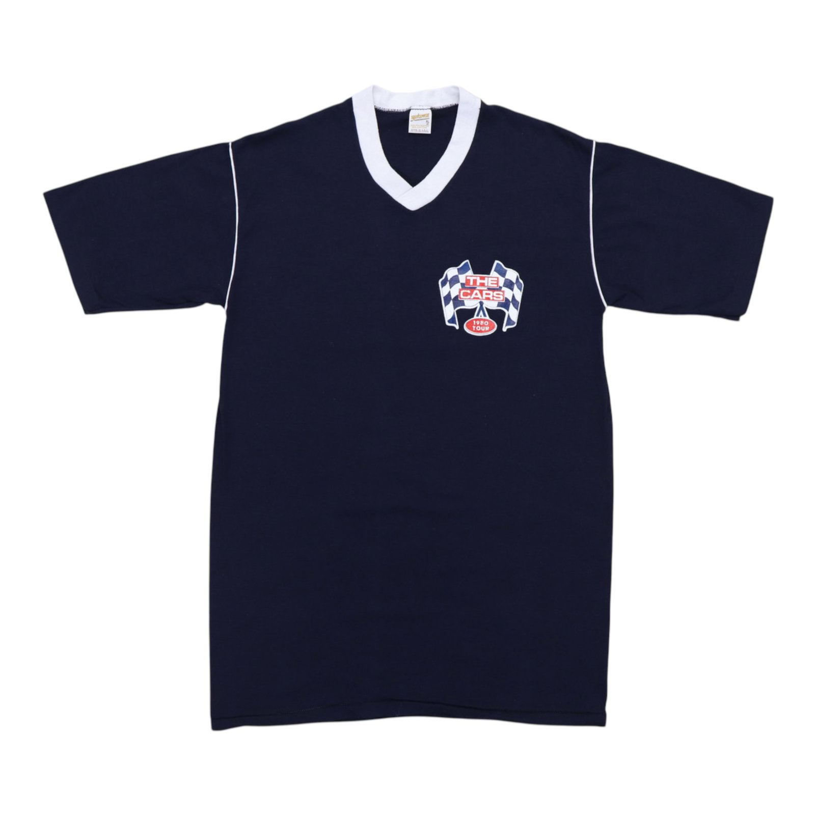 The 1980 Cars Tour Shirt: The 1980 Cars Tour Shirt Score the ultimate vintage tee from The Cars' 1980 tour! This authentic, 50/50 poly/cotton black tour shirt boasts a classic fit with an 18" pit to pit and 30" collar to hem,