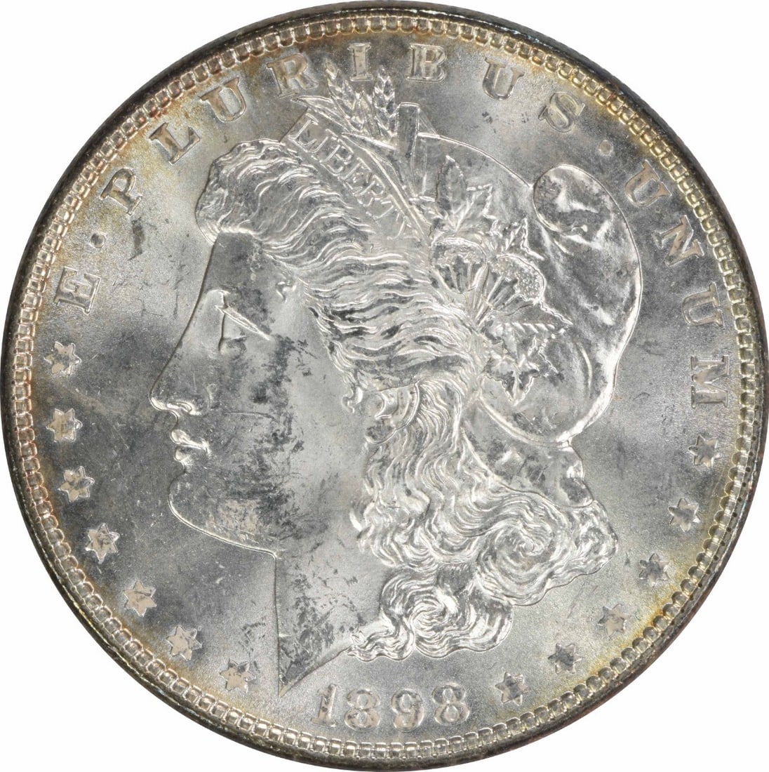 Morgan Silver Dollar (1898) - Choice BU Uncertified: Morgan Silver Dollar (1898) - Choice BU Uncertified A rare and beautiful piece of American history, the 1898 Morgan Silver Dollar is a stunning example of the iconic coin series. In Choice BU Uncertif