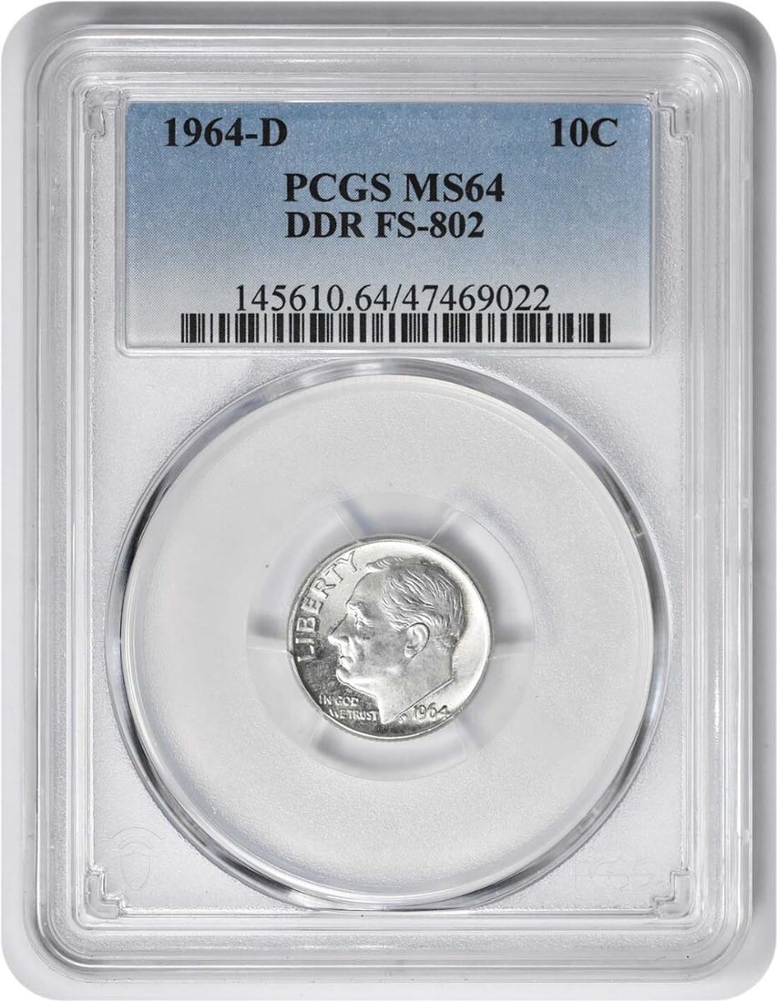 PCGS 1964-D Roosevelt Dime DDR FS-802 MS64 (1 of 1)