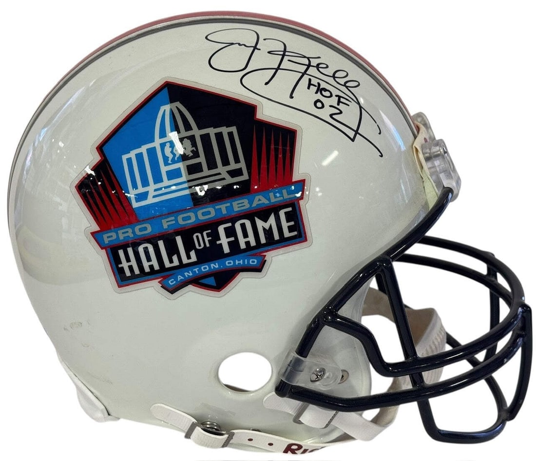Jim Kelly Autographed Authentic Hall of Fame Helmet (JSA): Jim Kelly Autographed Authentic Hall of Fame Helmet (JSA) Get ready to own a piece of NFL history with this authentic Jim Kelly Hall of Fame helmet, signed in black sharpie by the legendary quarterbac