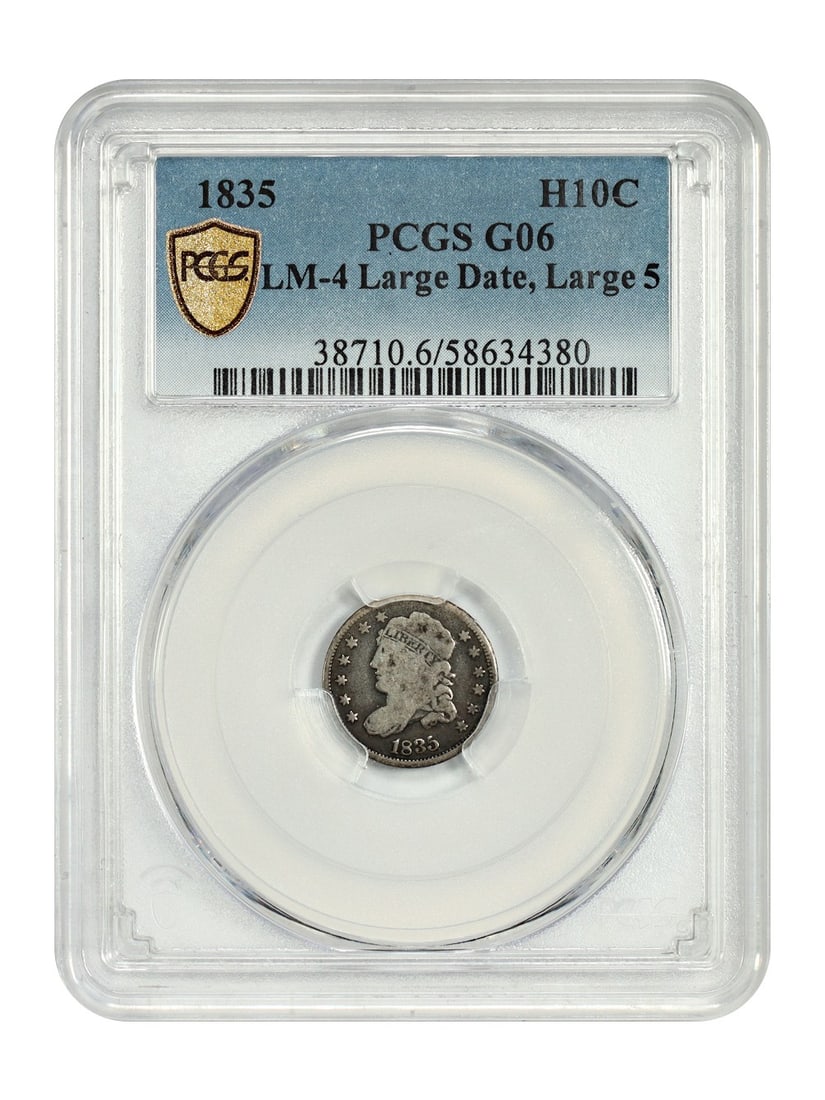 1835 H10C PCGS Good 06, Large Date & Large 5, LM-4 Capped Bust Half Dime (1 of 4)
