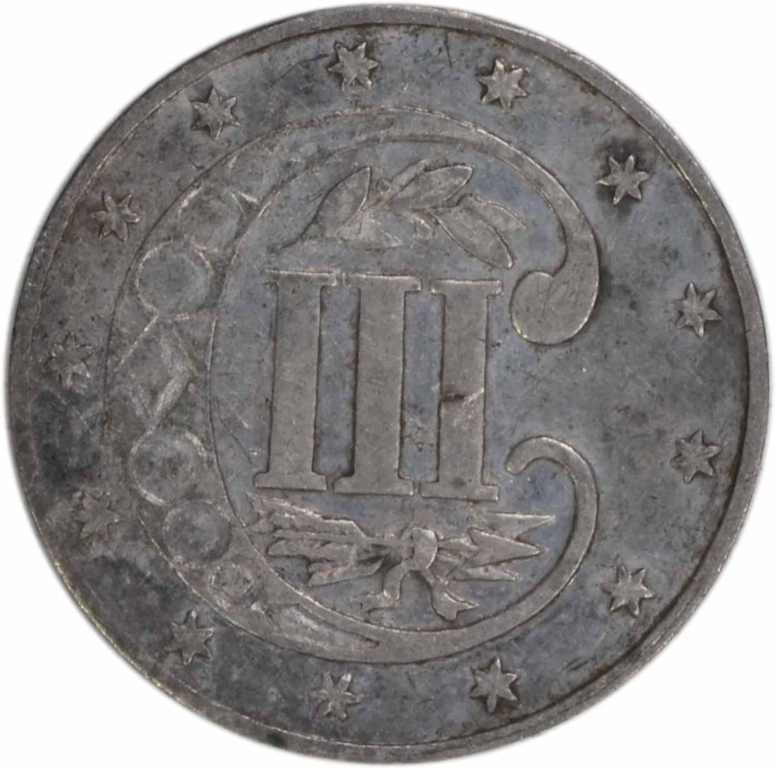 Uncertified 1868 Three Cent Silver EF - 2