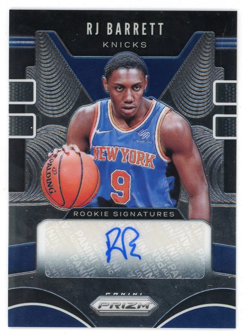 #RS-RJB RJ Barrett 2019-20 Prizm Rookie Signature: #RS-RJB RJ Barrett 2019-20 Prizm Rookie Signature Get ready to showcase your passion for the Toronto Raptors with the 2019-20 Panini RJ Barrett Prizm Rookie Signature card! This highly sought-after ro