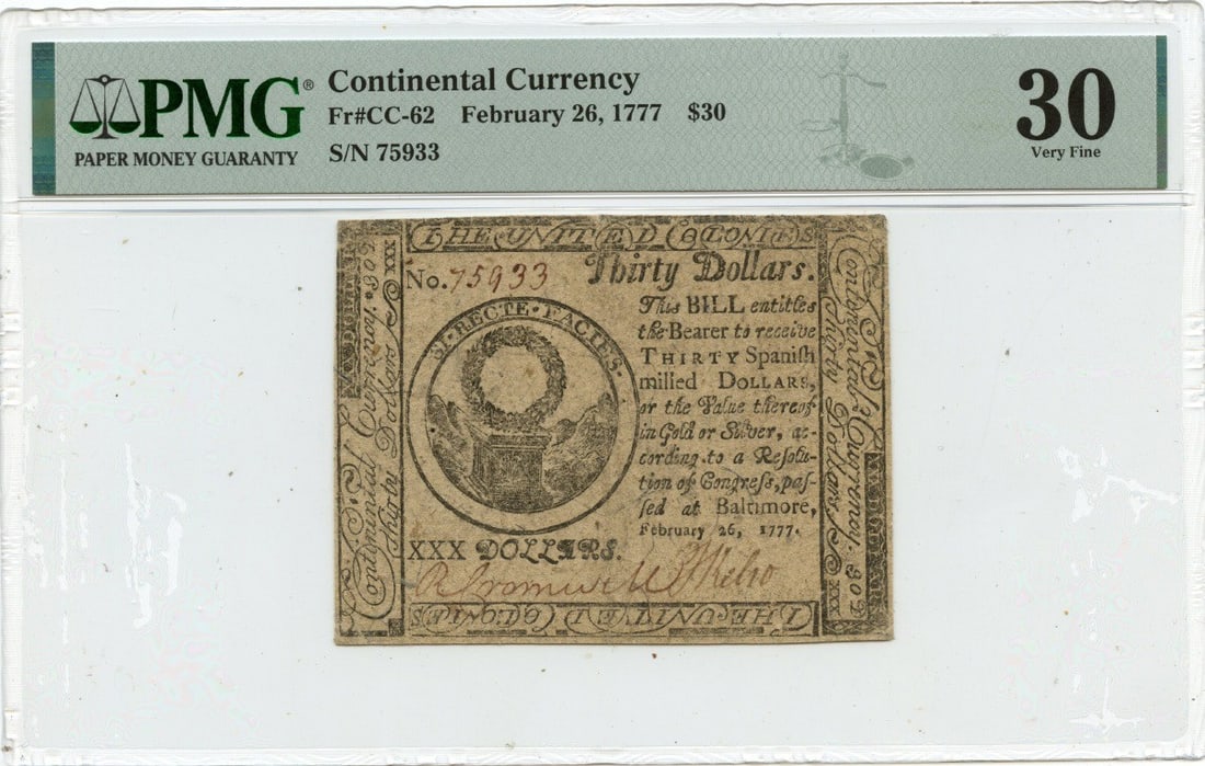 February 26, 1777 Continental Currency (FR#CC-62) PMG VF30 Baltimore (1 of 1)