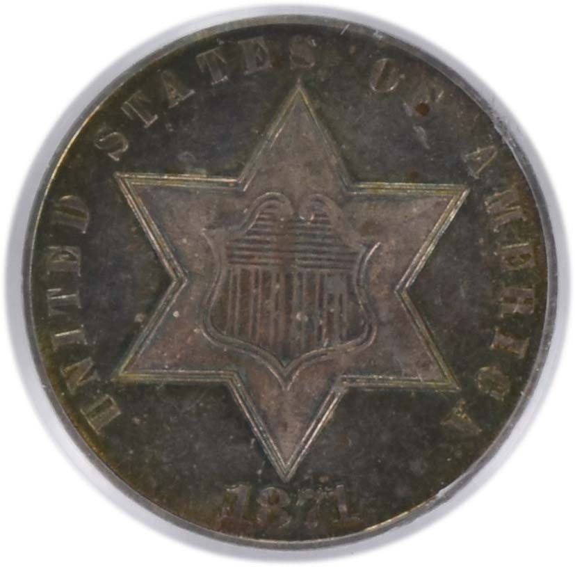 (CAC) 1871 Three Cent Silver PR65 PCGS - 2