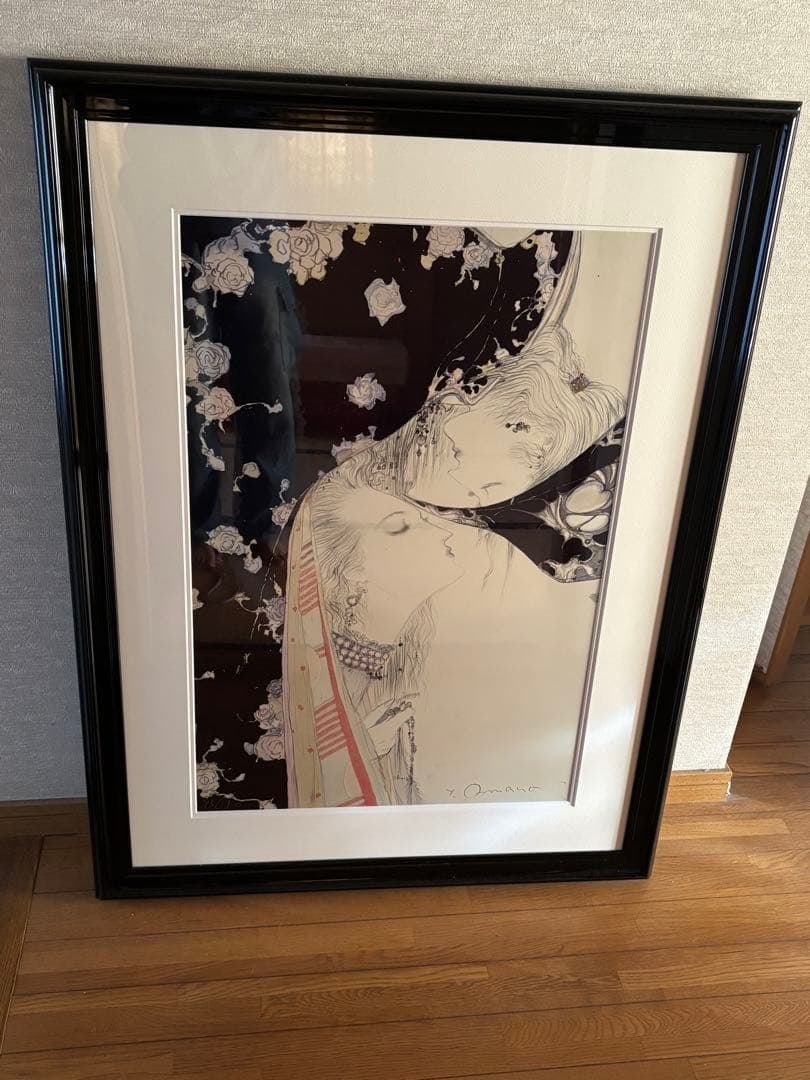 Yoshitaka Amano Signed Framed Art - Kiss in Shibachrome (ED 150): Yoshitaka Amano Signed Framed Art - Kiss in Shibachrome (ED 150) Experience the vibrant world of Yoshitaka Amano, renowned for his captivating artwork in the realm of fantasy and science fiction.