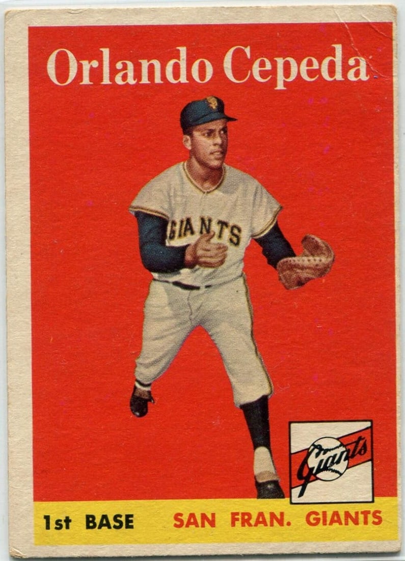#343 Orlando Cepeda 1958 Topps RC: #343 Orlando Cepeda 1958 Topps RC Get your hands on the iconic rookie card of Orlando Cepeda, one of baseball's most beloved players from the 1950s and '60s. As part of the highly sought-after 1958 To