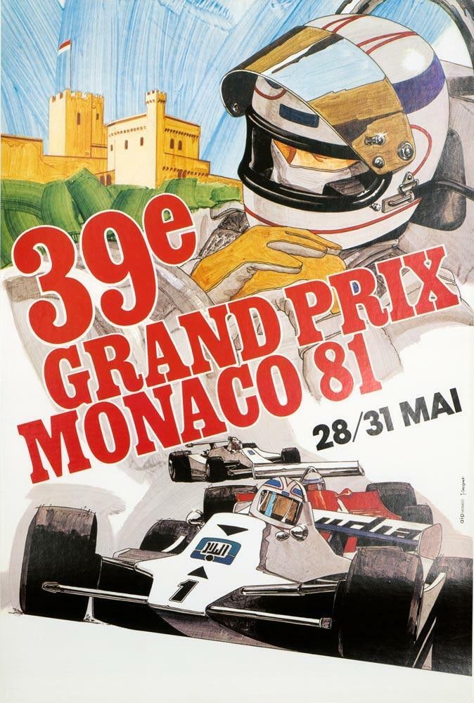 Vintage Monaco Grand Prix Poster by J Grognet in Excellent Condition: Vintage Monaco Grand Prix Poster by J Grognet in Excellent Condition Own a piece of racing history with this vintage 1981 Monaco Grand Prix poster by renowned artist J Grognet, certified by Poster