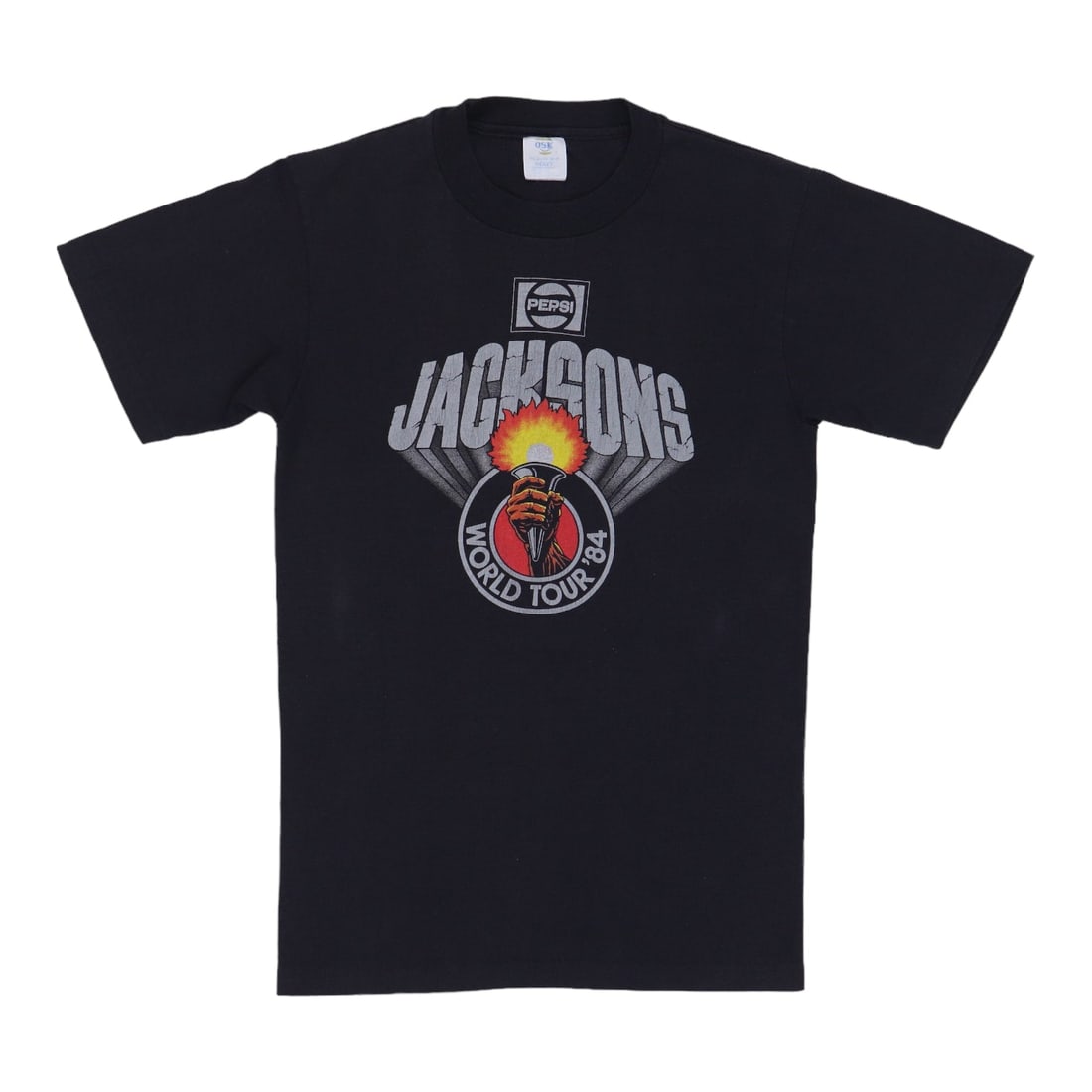 Jacksons Victory World Tour Shirt (1984): Jacksons Victory World Tour Shirt (1984) Get ready to rock with this authentic 1984 Jacksons Victory World Tour Shirt, featuring a classic black design and iconic band logo on the front. Made from hig