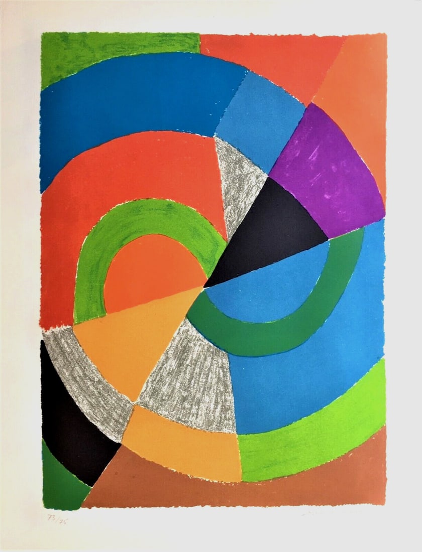75 Sonia Delaunay "Ellipse" Lithograph Edition Autographed 73/ (1 of 1)