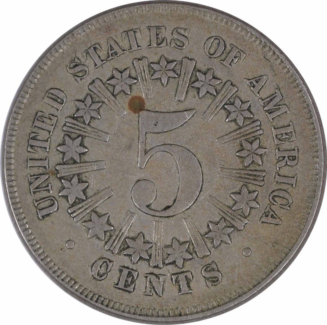 Uncertified 1866 Shield Nickel Rays EF - 2