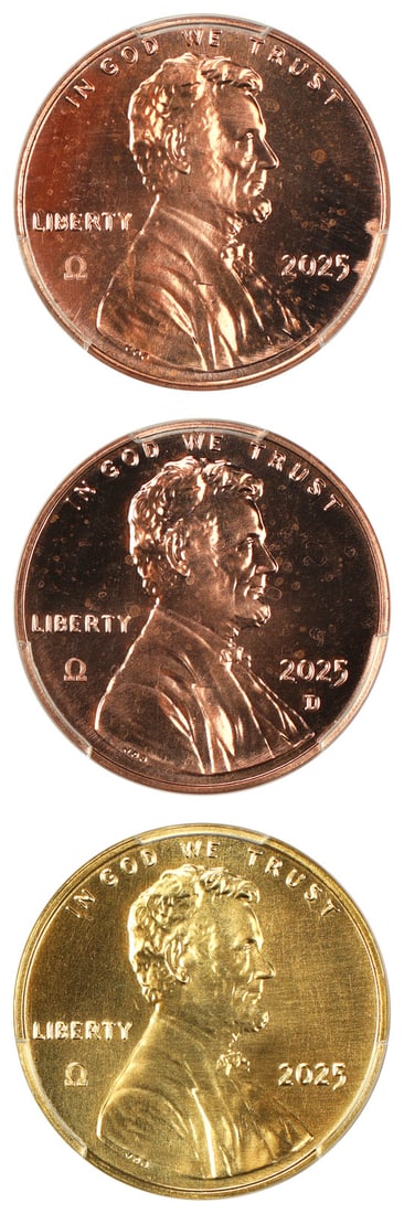 2025 1C Omega Cent Set #116 of 232: PCGS MS64RD/ MS65RD/ MS69 (3 Coin with COA - 5