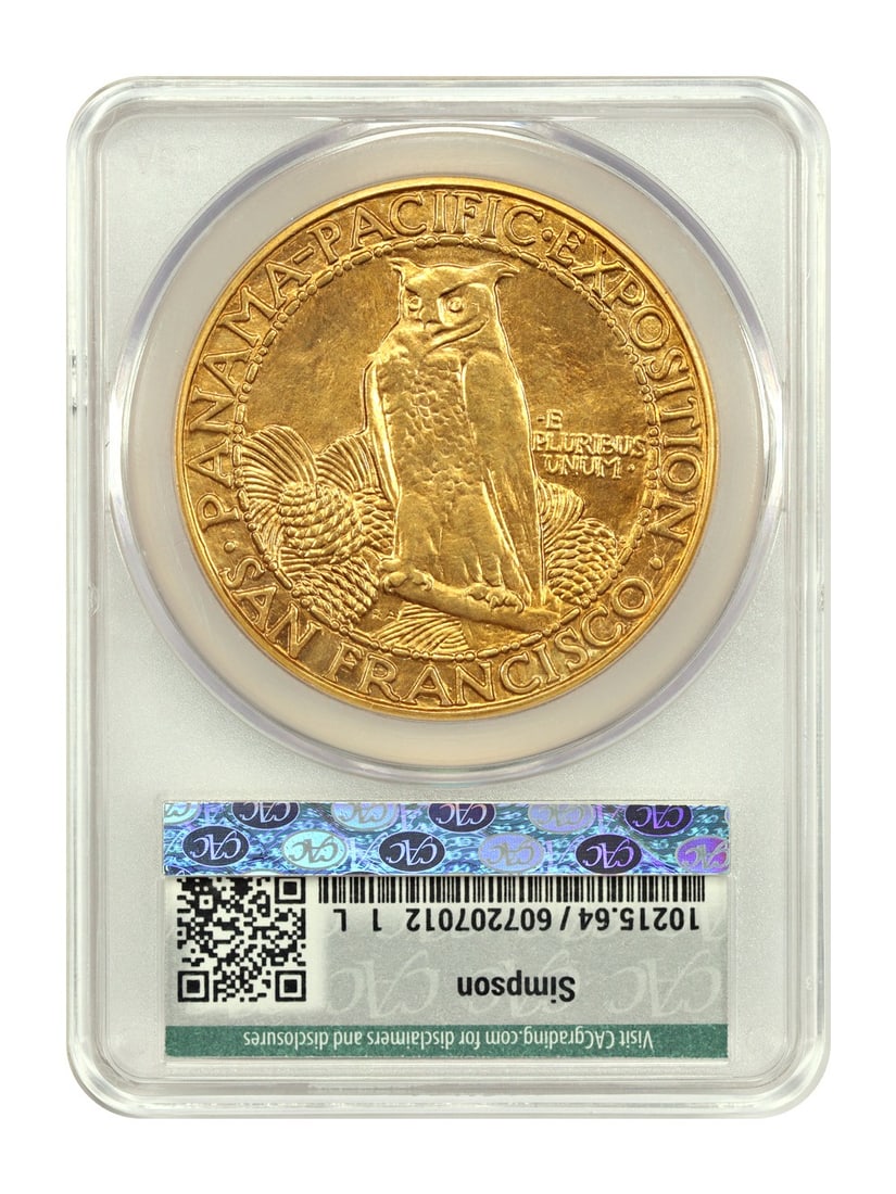 Simpson 1915-S $50 Pan-Pac Round CACG MS64 ex: D.L. Hansen/ - 2