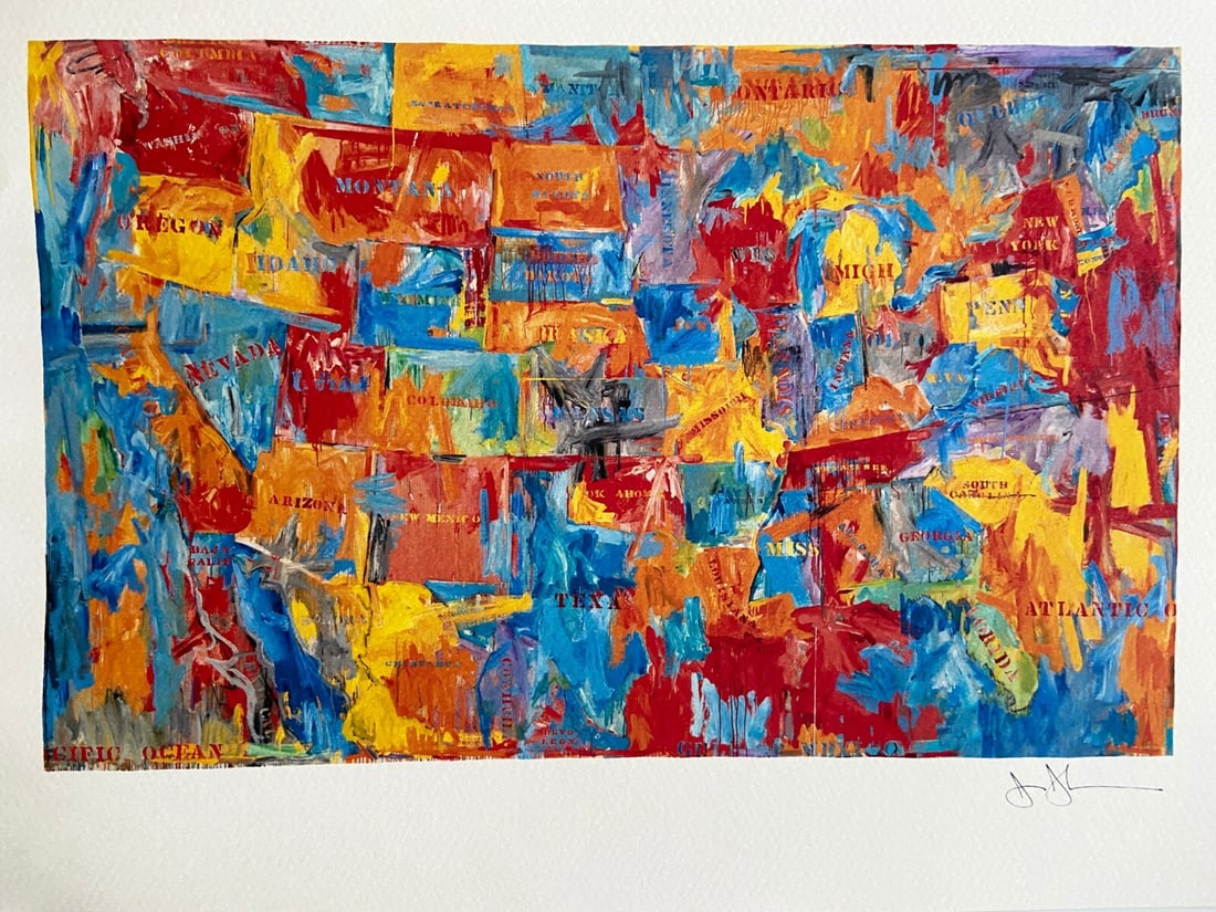 Jasper Johns ' Map Lithograph Numbered Op Published - 2