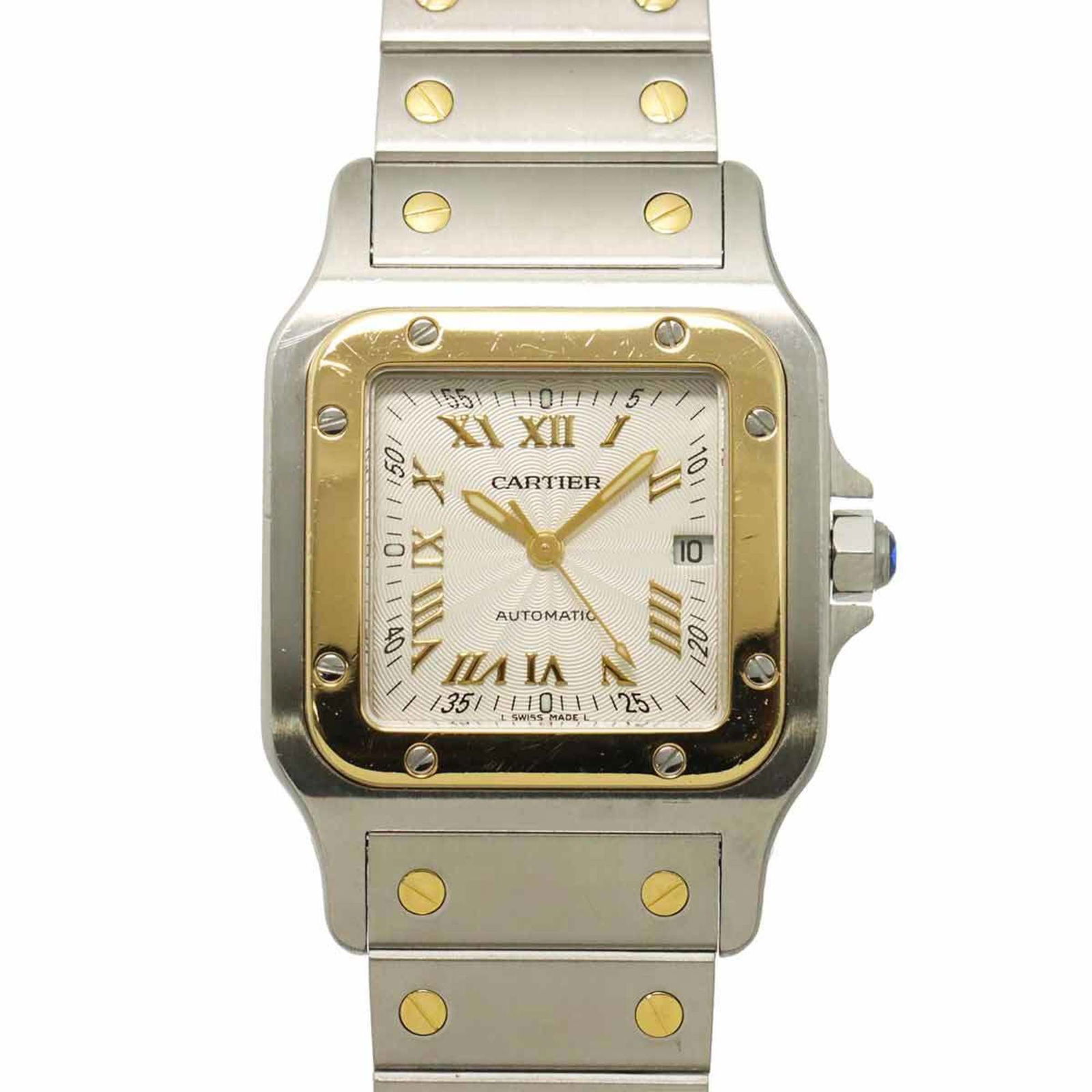 Wristwatch Cartier: Wristwatch Cartier A stunning Cartier wristwatch, boasting 18K yellow gold accents and a sleek stainless steel band, sits atop a classic silver dial. With its 29mm case diameter and comfortable 7.08"