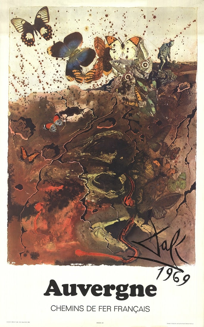 SALVADOR DALI Auvergne 39" x 24.25" Poster 1970 Surrealism Brown Dal: SALVADOR DALI Auvergne 39" x 24.25" Poster 1970 Surrealism Brown Dal Exceptional Auvergne 39 24 25 Poster available for auction. Review complete item specifications below for detailed information. 