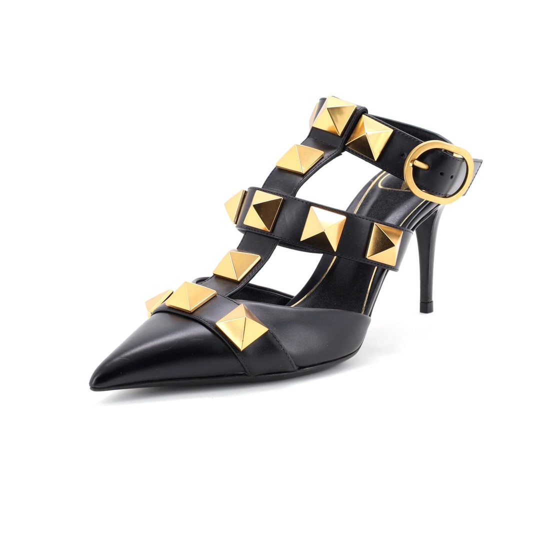 Valentino Garavani Women's Roman Stud Leather Pumps: Valentino Garavani Women's Roman Stud Leather Pumps Elevate your shoe game with the iconic Valentino Garavani Women's Roman Stud Leather Pumps, boasting sleek black leather and gold hardware details