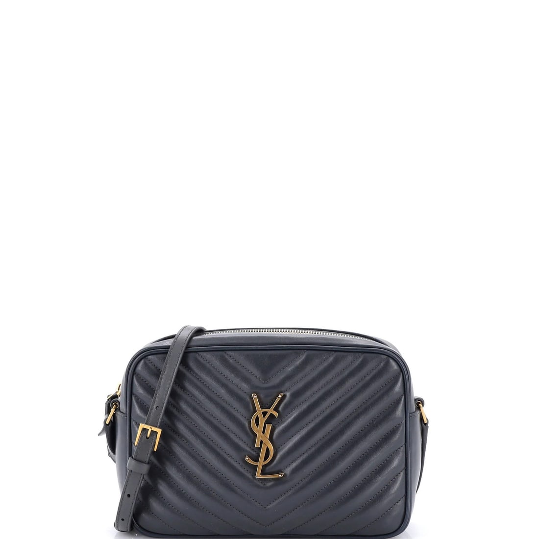 Saint Laurent Small Matelasse Chevron Leather Camera Bag: Saint Laurent Small Matelasse Chevron Leather Camera Bag Elevate your photography style with the Saint Laurent Small Matelasse Chevron Leather Camera Bag, boasting a chic gray exterior and rich,